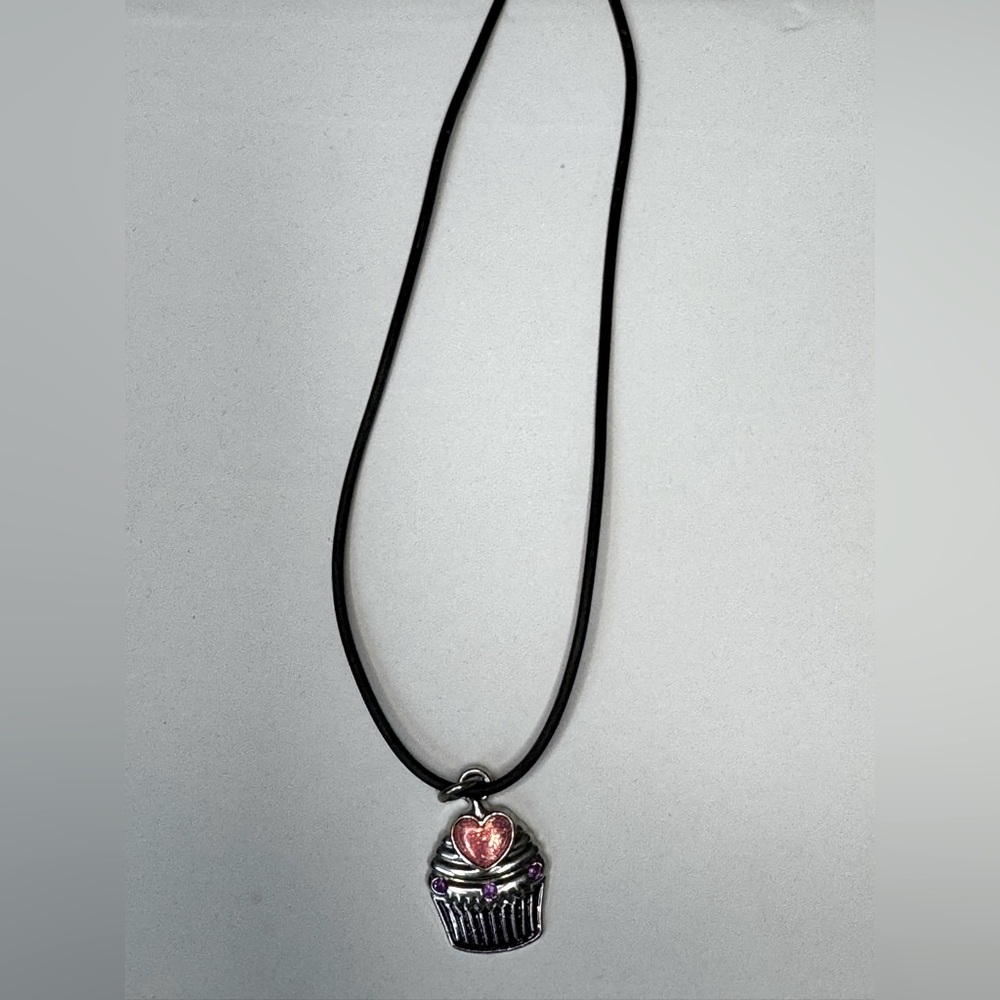 Harvey Lewis silver-tone cupcake charm,pink accents multiple length option